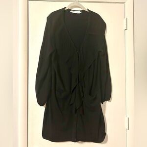 Anne Fontaine Long Ruffled Black Cardigan
